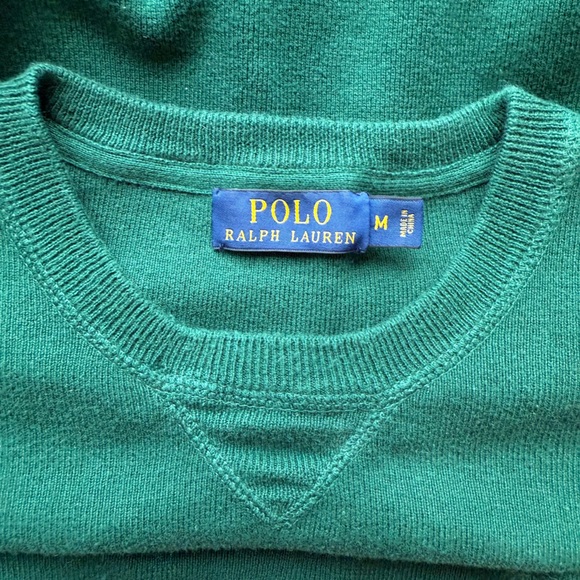Polo Ralph Lauren Men’s Medium Green Cotton Crewneck Sweater - Picture 3 of 8